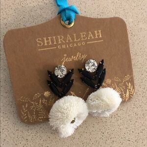 Shiraleah Black and White Kids Pom Pom Earrings